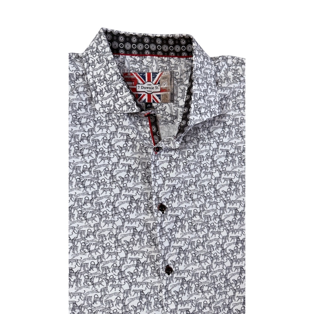 7 Downie St. Couture Shirt  3XL Animal Print Short Sleeve Safari Novelity London